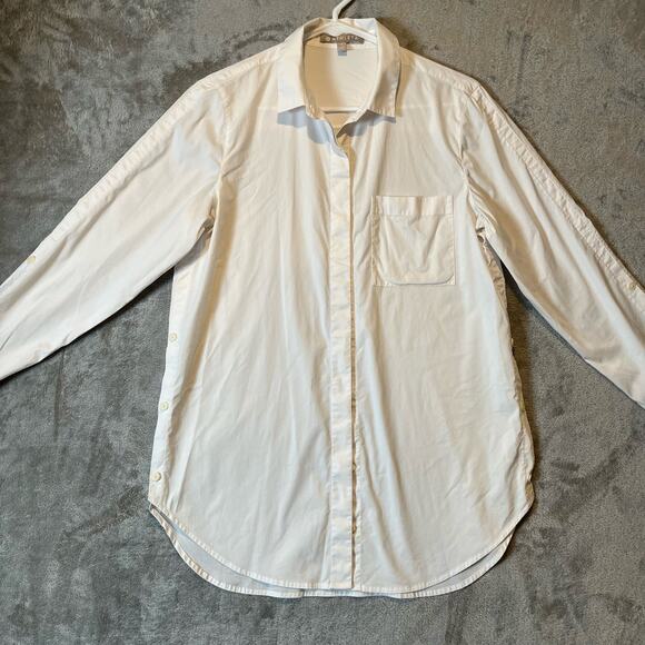 Athleta Bright White Nopa Button Up Over Sized Long Sleeve Shirt Sz Small Womens - Picture 2 of 9